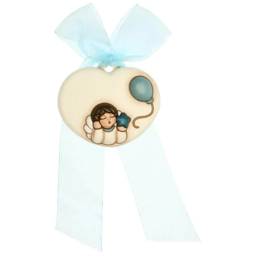 THUN Coccarda nascita lui a forma di cuore personalizzabile* Bomboniere Nascita|Regalo Nascita
