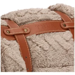 THUN Coperta Abbracciami con manici in ecopelle, tortora* Tessile Casa
