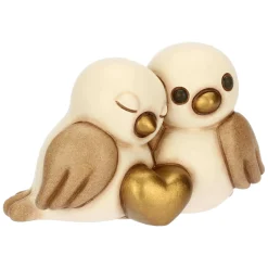 THUN Coppia passerotti in ceramica con cuore, mini* Animali E Mini Animali|Figure In Ceramica
