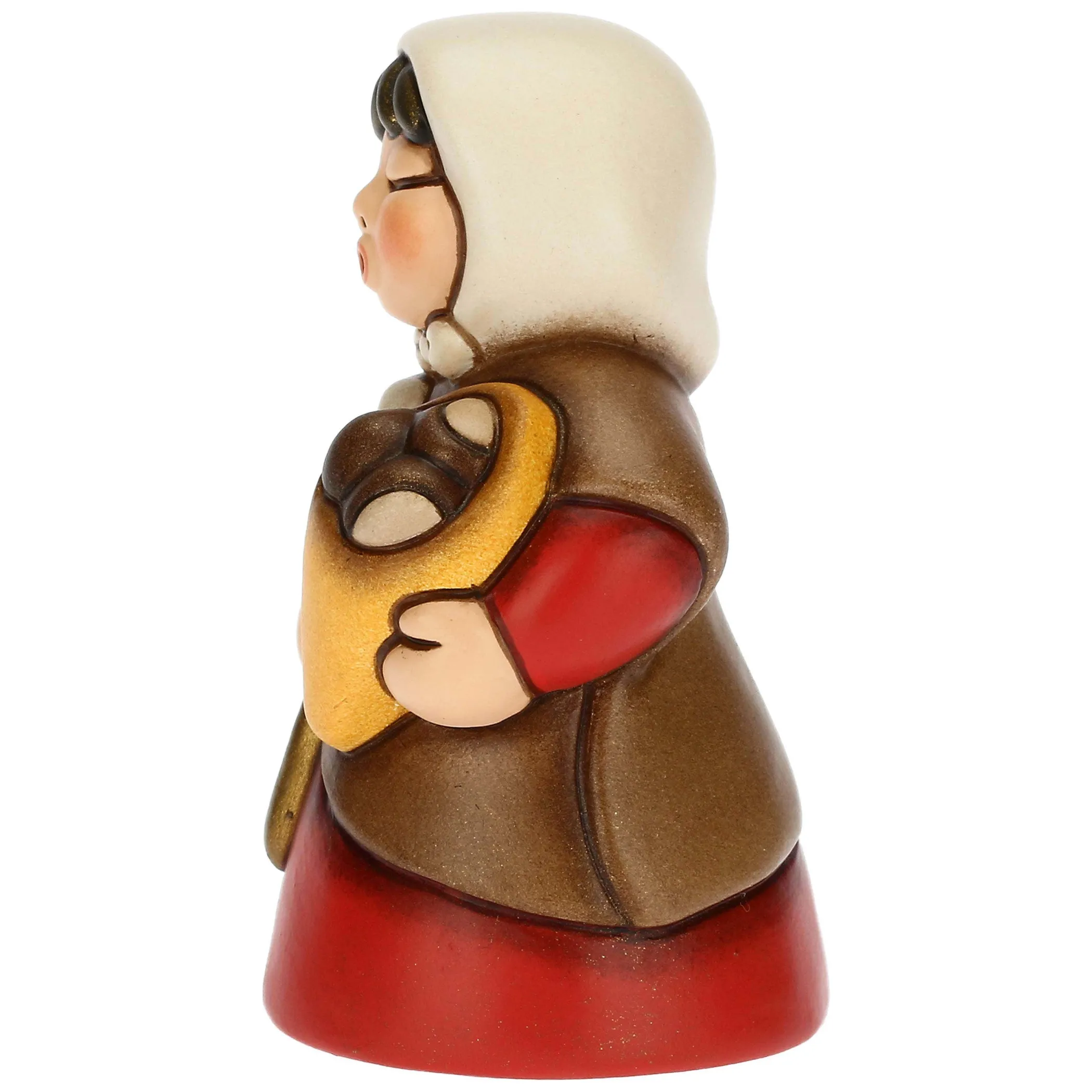 THUN Donna con castagne in ceramica Presepe Classico rosso* Presepe