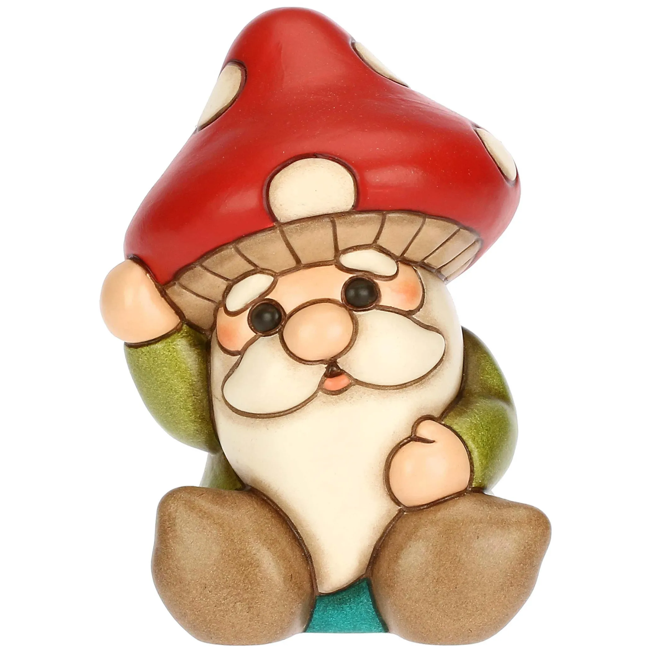 THUN Gnomo Oliver con cappello a forma di fungo in ceramica Inverno Incantato* Figure