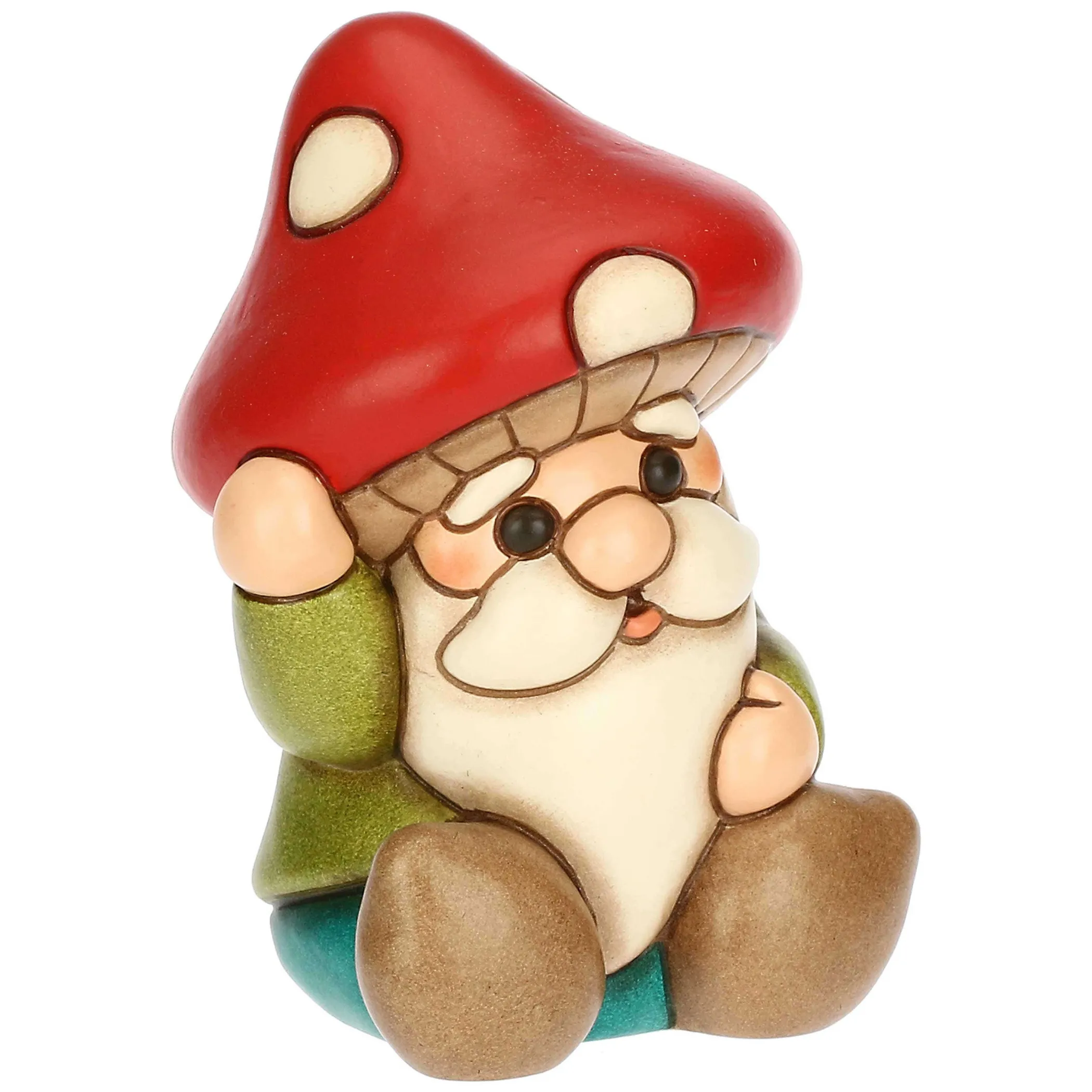 THUN Gnomo Oliver con cappello a forma di fungo in ceramica Inverno Incantato* Figure