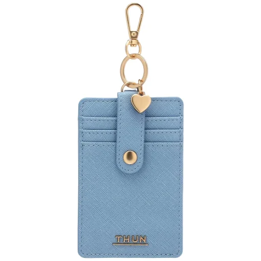 THUN Porta carte con gancio in ecopelle, azzurro* Borse, Portafogli E Trousse