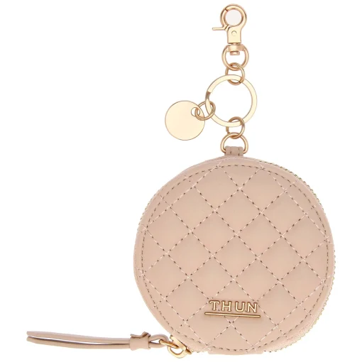 THUN Portachiavi rotondo con zip in ecopelle, rosa* Portachiavi