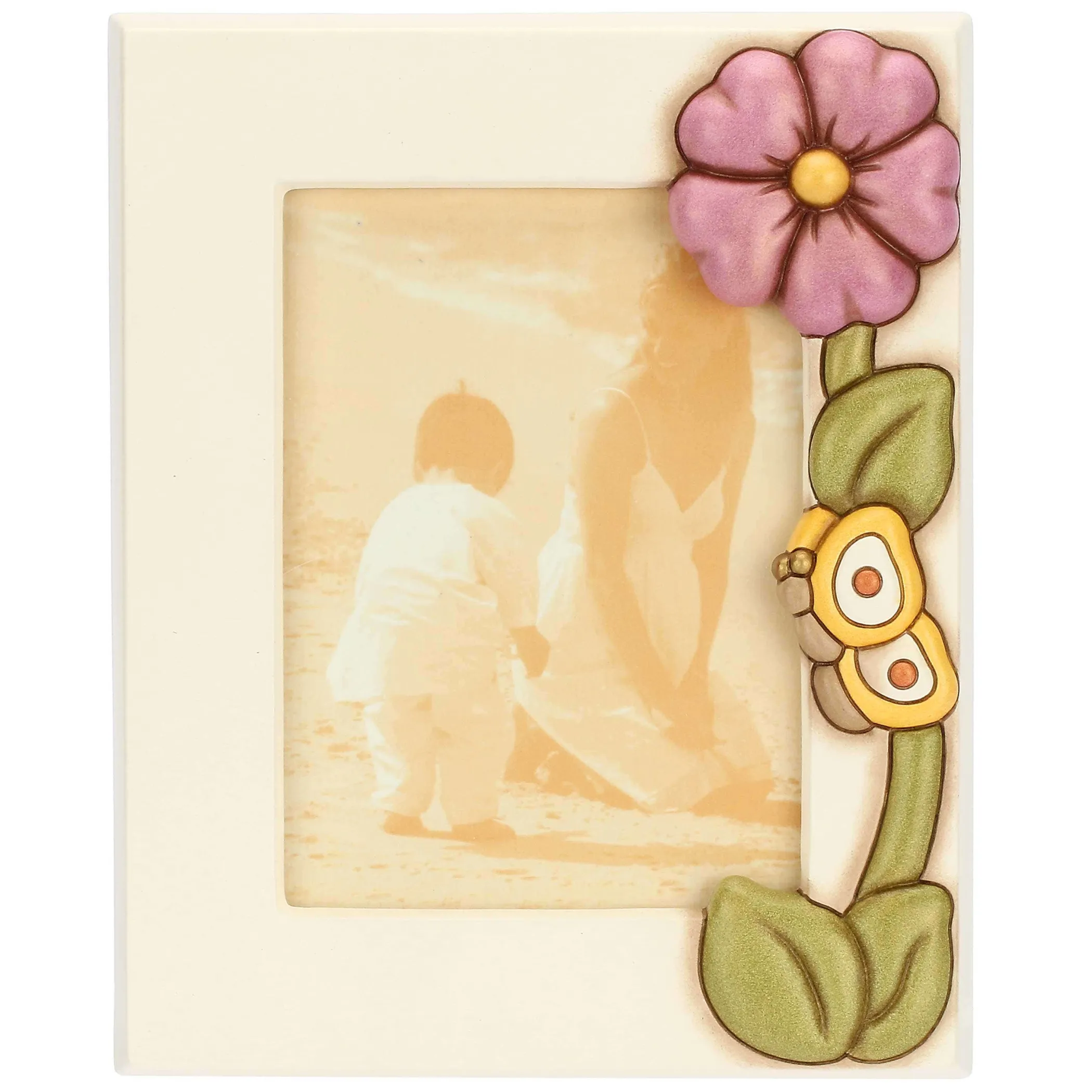 THUN Portafoto con fiore di malva in ceramica Racconti d'Autunno, grande* Portafoto E Cornici