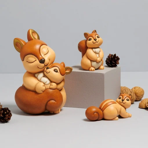 THUN Scoiattolo Diva con cucciolo in ceramica* Animali E Mini Animali|Figure