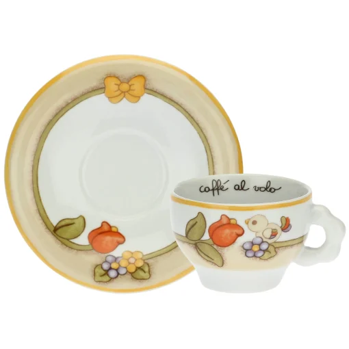 THUN Set 2 tazze Country con fiori, farfalla e uccellino medio* Country|Set Tazzine E Tazze
