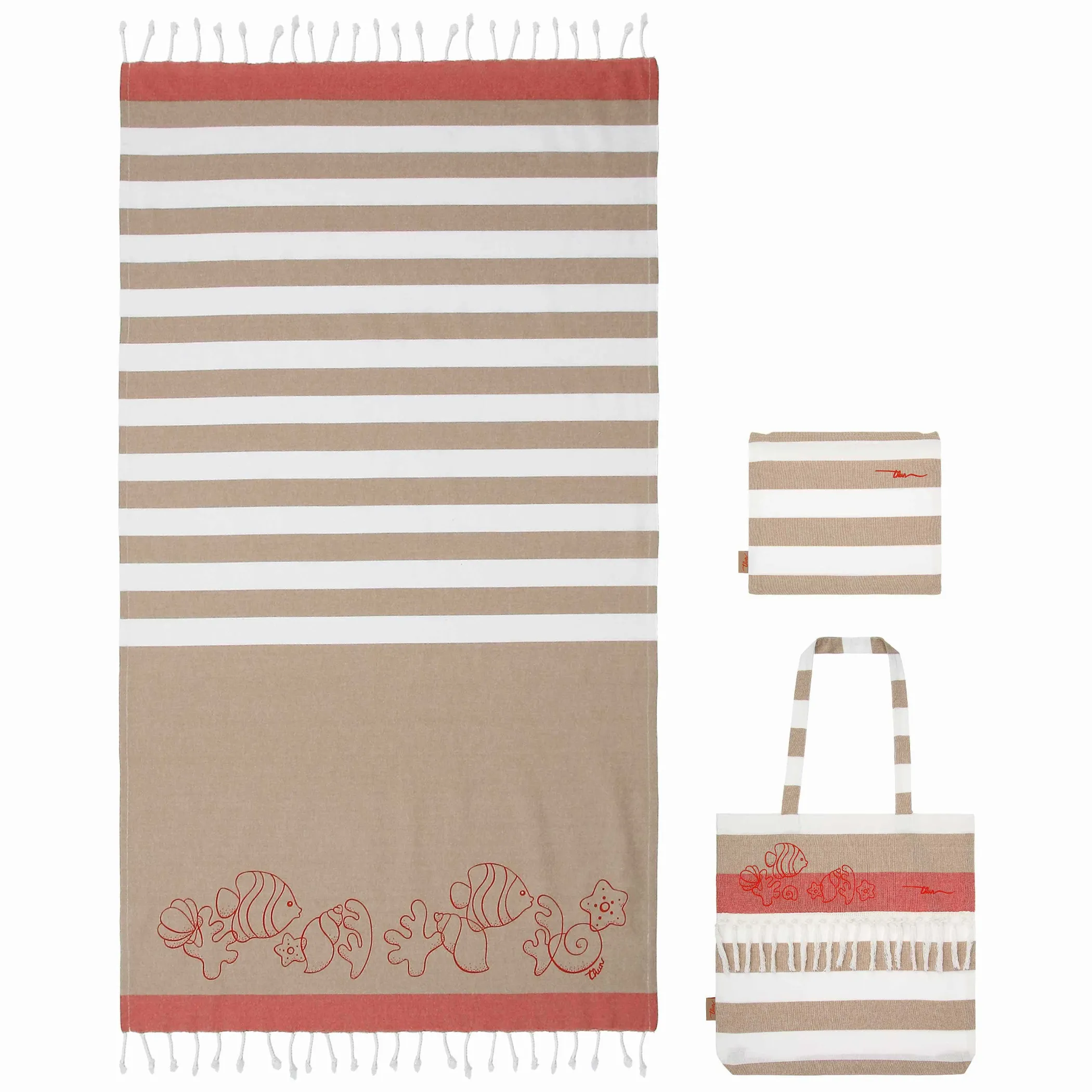 THUN Set borsa mare, pochette e telo 100% cotone* Borse, Portafogli E Trousse