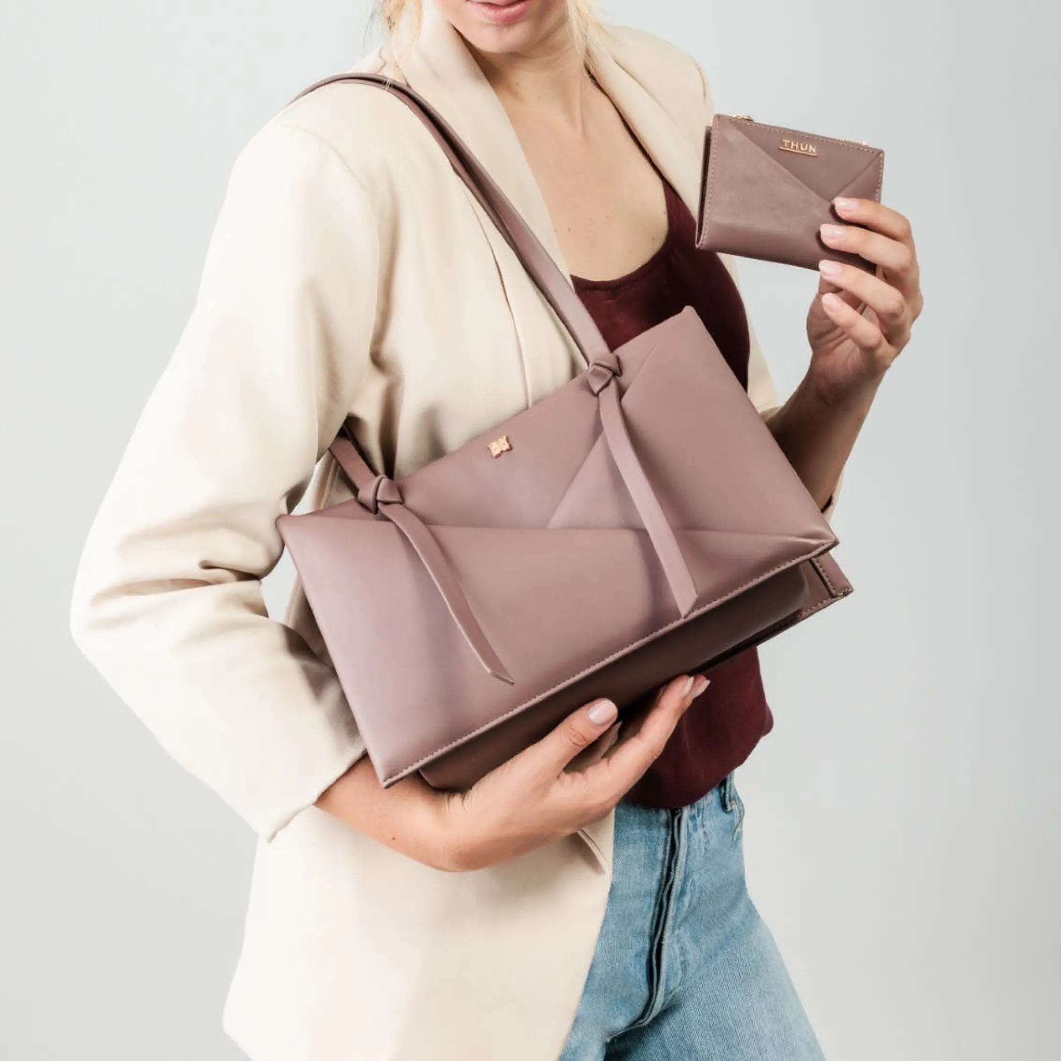 THUN Shopper in ecopelle con incrocio* Borse, Portafogli E Trousse