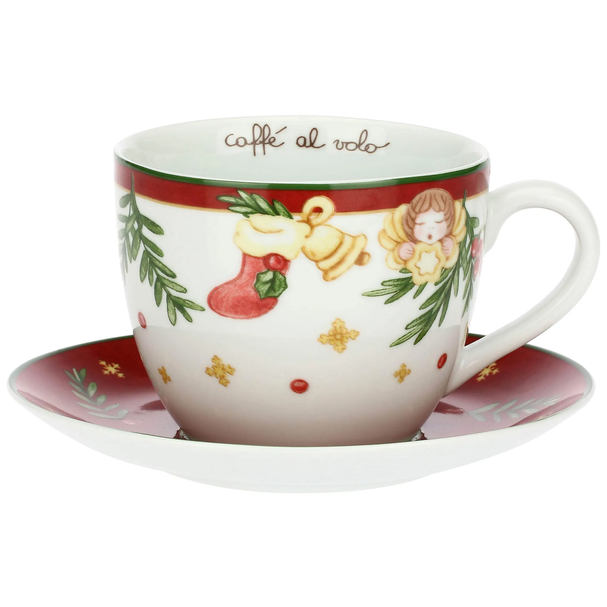 THUN Tazza colazione con piattino in porcellana Sorprese di Natale* Set Tazzine E Tazze|Accessori Natalizi Per La Tavola